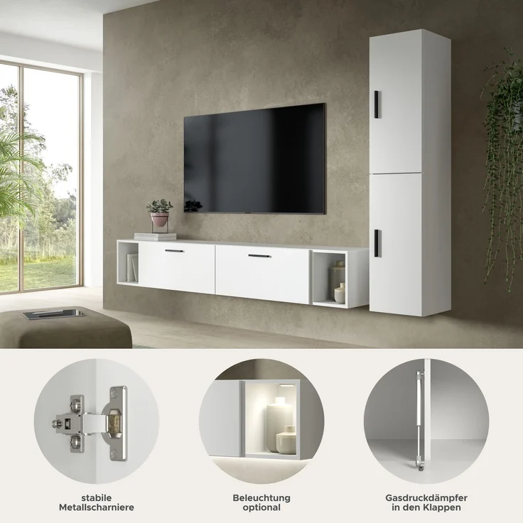 The One Wohnkombination in weiß Nachbildung – Bild 6