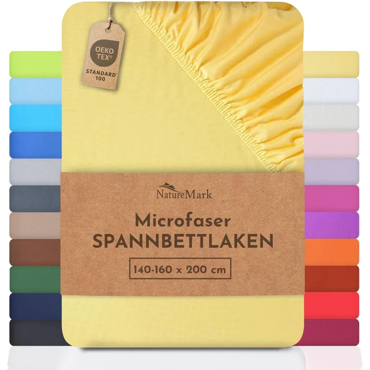 NatureMark - Mikrofaser SPANNBETTLAKEN zum Sparpreis! viele Größen und Farben Markenware (140x200-160x200 cm, gelb)