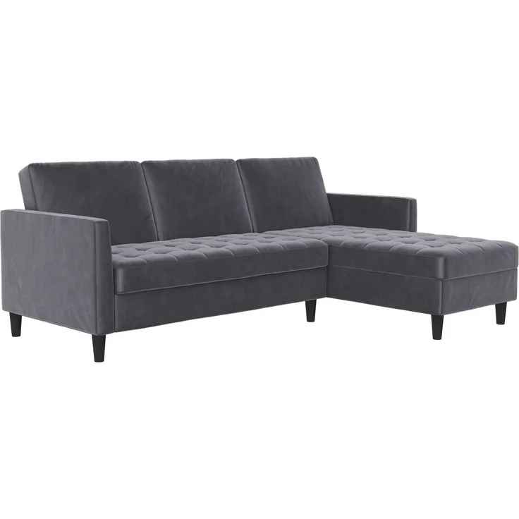 Schlafsofa >Palermo< in Anthrazit, Samt - 213x82x154cm (BxHxT)