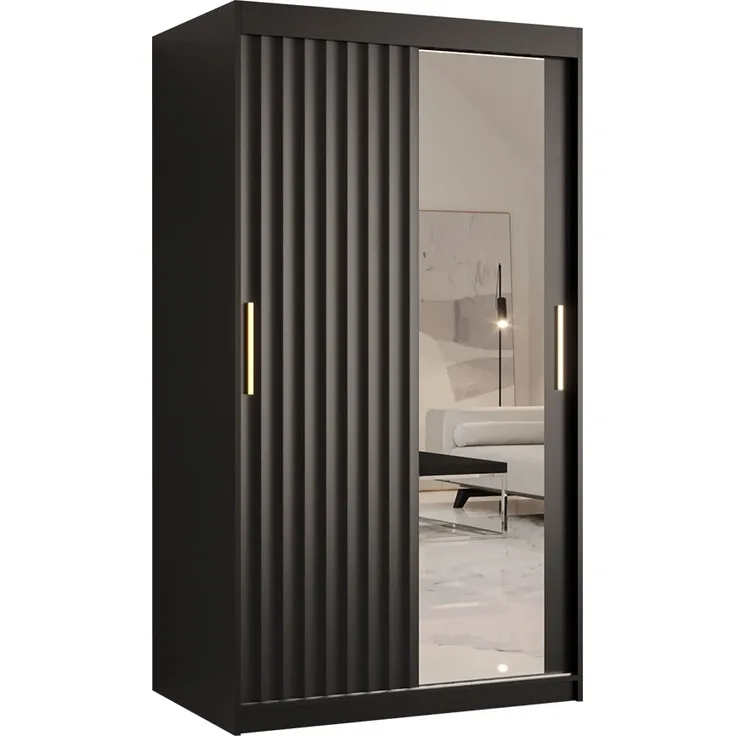 Kleiderschrank Kirtan Wave 2 100 (Farbe: Schwarz, Größe: 100 cm)