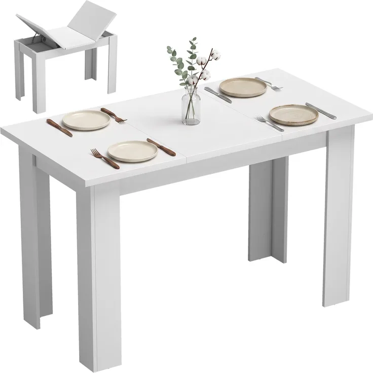 HOMCOM Esstisch, Spanplatte, Weiß, 120 x 60 x 75,5 cm