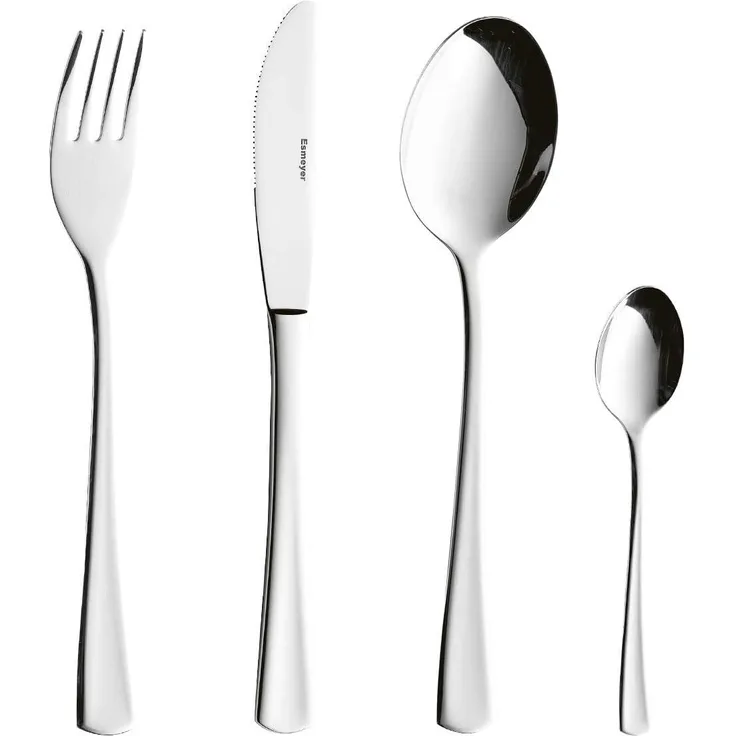 Esmeyer 24-teiliges Besteck "Stockholm", Edelstahl 18/10 hochglanz-poliert, 2,2 mm Materialstärke Inhalt: je 6 Messer, Löffel, Gabeln und Kaffeelöffel (204-089)