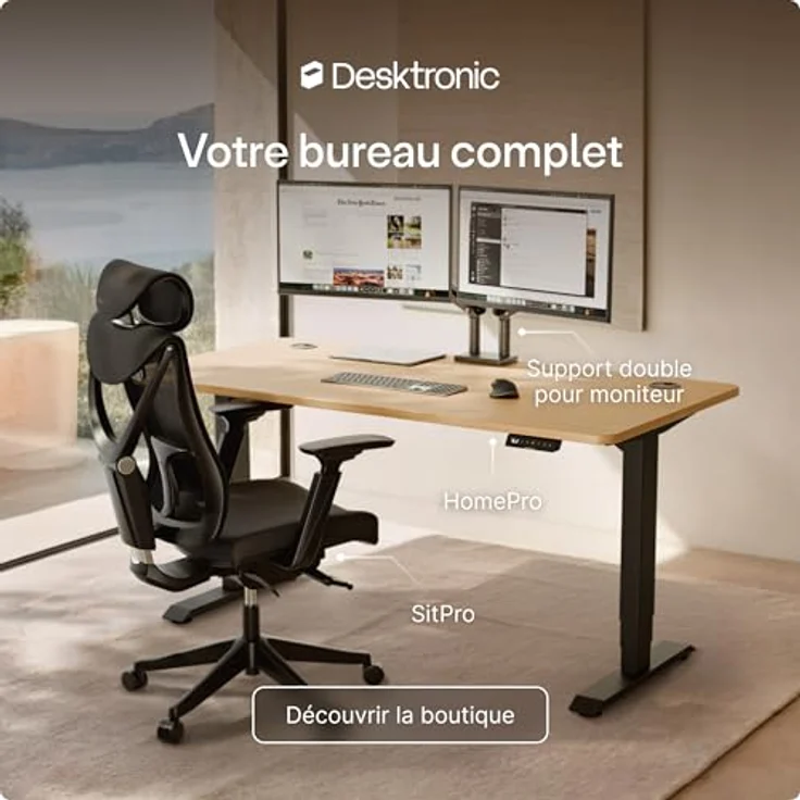 Höhenverstellbarer Schreibtisch - Höhenverstellbar Elektrisch mit Flüsterleisem Dual-Motor & Touchscreen - Hohe Tragfähigkeit - Stehtisch von Desktronic, Schwarz + Eiche, 160x80 cm – Bild 10