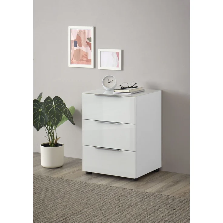 Nachtkommode >Sean< in weiß, - 45x61x40 cm (BxHxT) – Bild 4