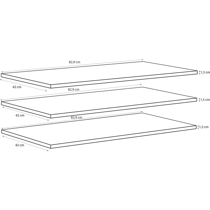 Forte EXTRAS Einlegeböden 3-er Set 80 90, moderne Einlegeböden für Forte Kleiderschränke, Holzwerkstoff, Schlafzimmer, Textilnachbildung Grau, 82,9 cm breit x 42 cm hoch x 1,5 cm tief – Bild 4