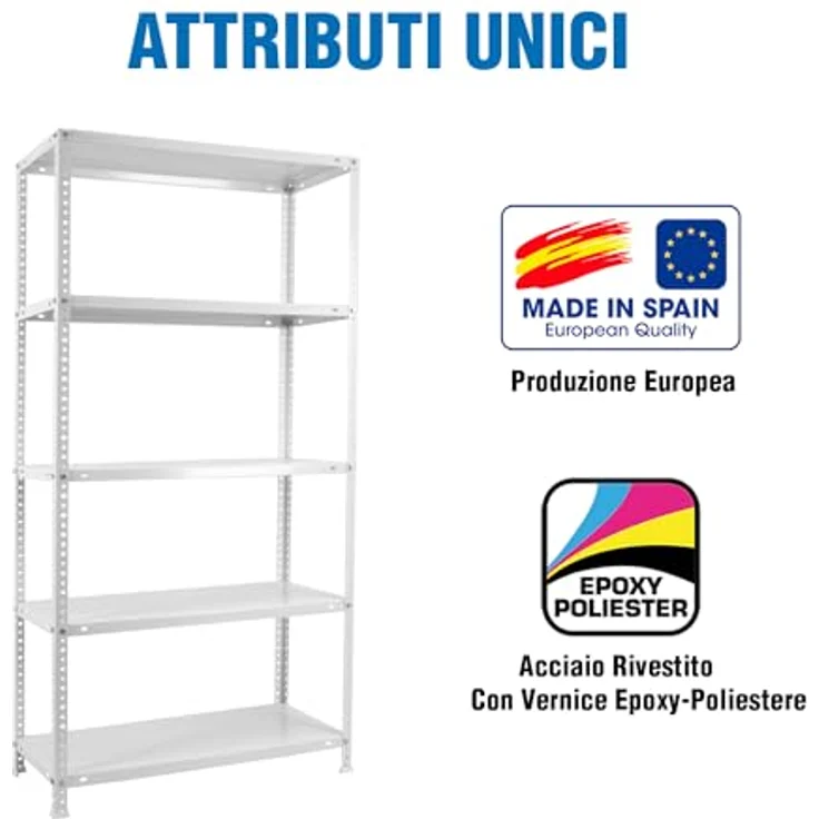 SimonRack Schwerlastregal, Lagerregal, 200 x 100 x 40 Metallregal, Kellerregal, Biegestelle 75 kg, 5 Fachböden, Weiss - Advantage – Bild 6
