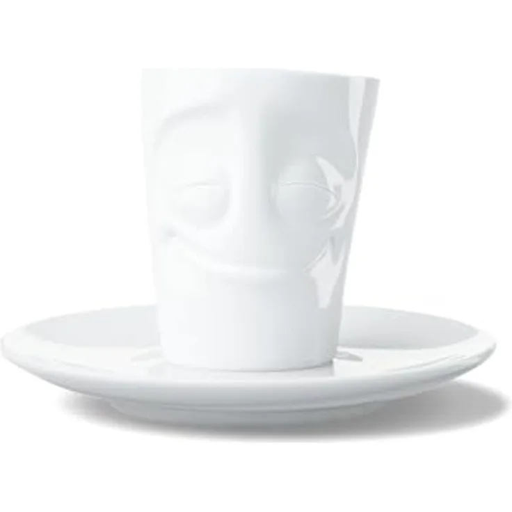 FIFTYEIGHT Espresso Mug mit Henkel 80ml - Vergnügt weiß