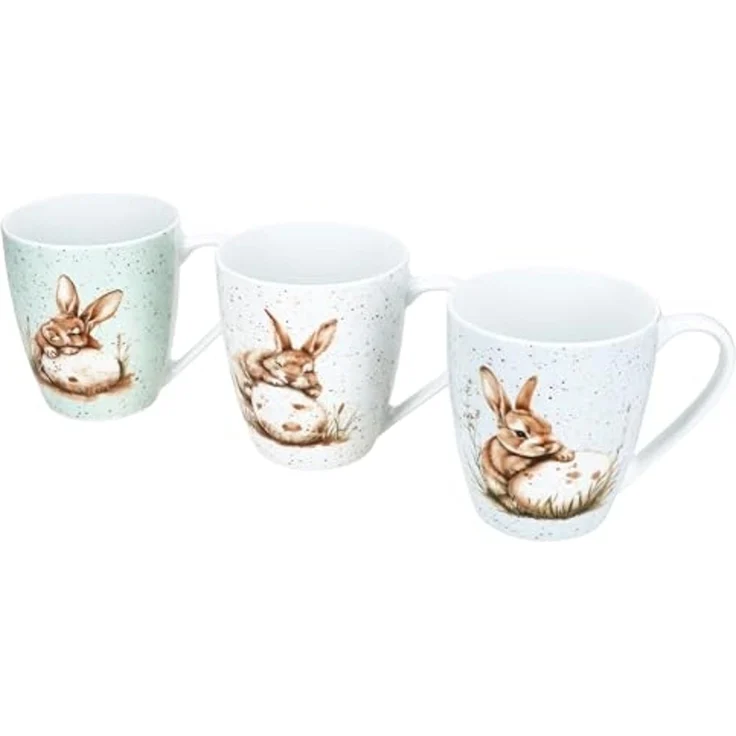 Ritzenhoff & Breker Becher Ritzenhoff 3er Set Kaffeebecher Bunny 300ml Hase Ostern Weiß Grün Blau, Porzellan – Bild 1