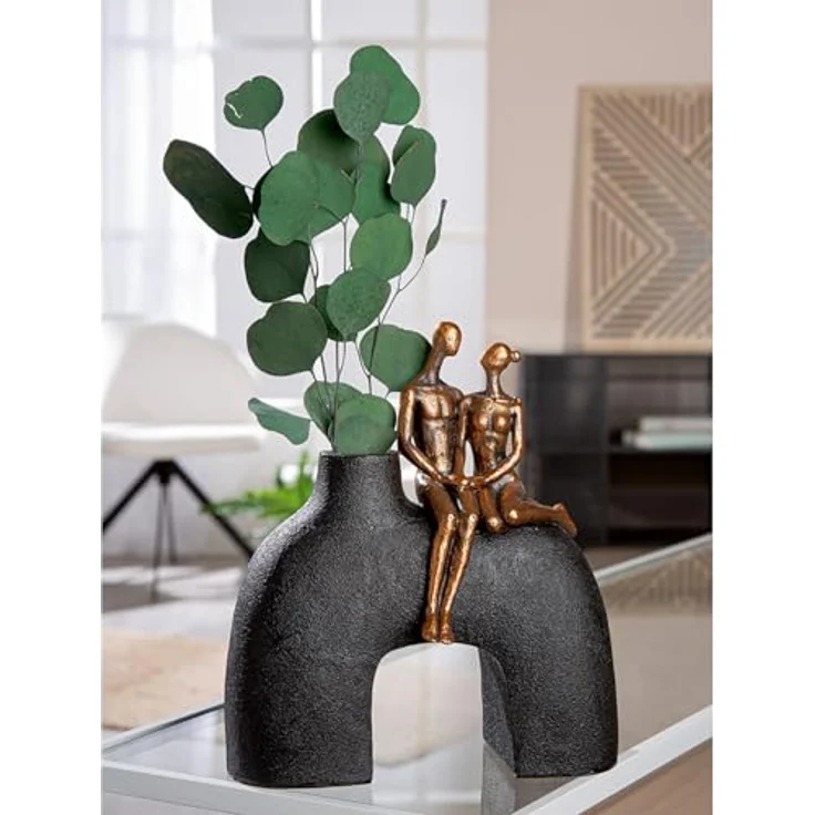 Casablanca Vase Movement, elegante Kunstharz Vase in Schwarz mit metallischer Optik, 23 cm, Menschliche Silhouetten Form – Bild 2