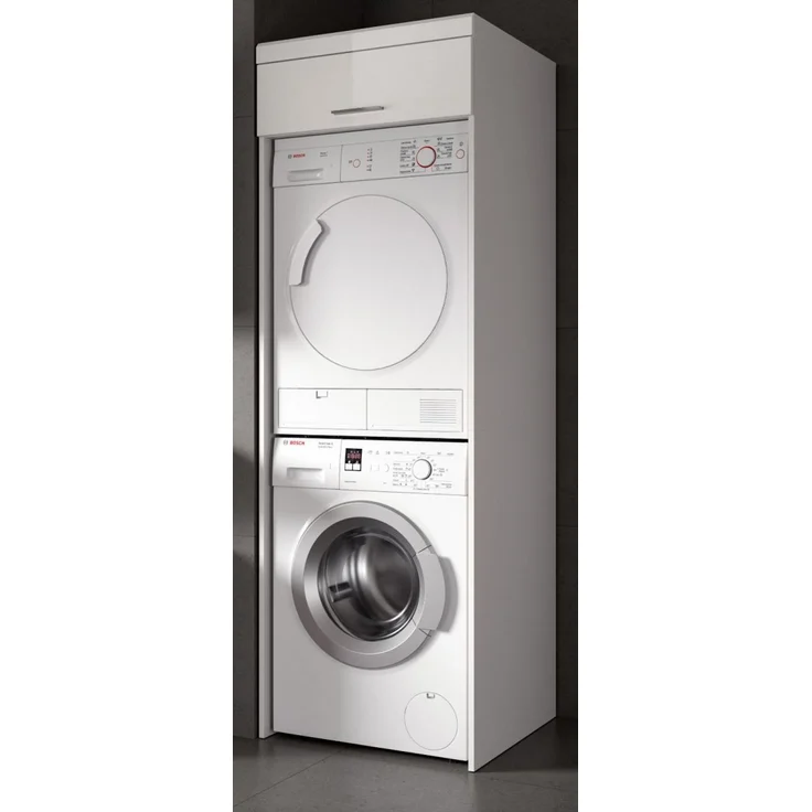 Waschmaschinenschrank Shawn in weiß Hochglanz 66 x 200 cm – Bild 1