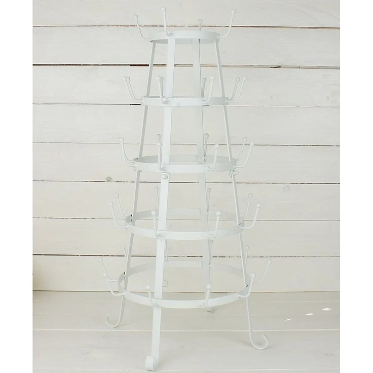Macosa Home Küchenregal Tassenbaum Tassenständer Küchendeko Landhaus weiß vintage, 1-tlg, Abtropfständer Kaffeetassen Tassenorganizer Aufbewahrungsständer – Bild 3