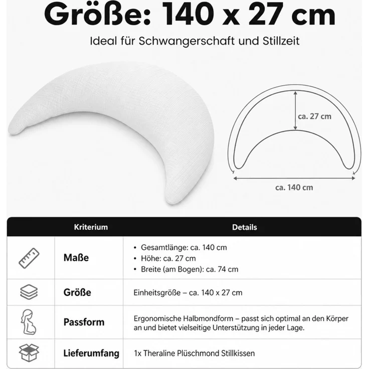 Theraline Musselinmond Stillkissen 140 x 27 cm TOP – Bild 5