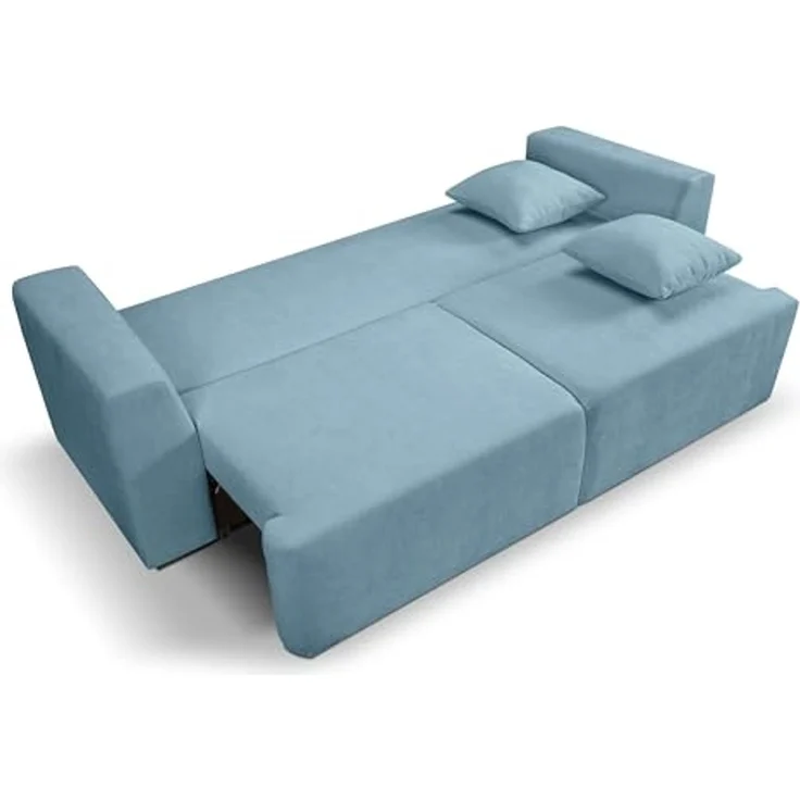 Schlafsofa mit Bettkasten (B/H/T: 250x95x99 cm) in Hellblau – Bild 6
