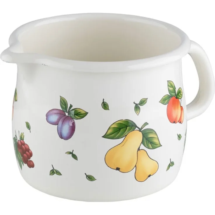 Riess Schnabeltopf gebaucht Ø12cm 1 Liter Country Fruit Garden Emaille Induktion