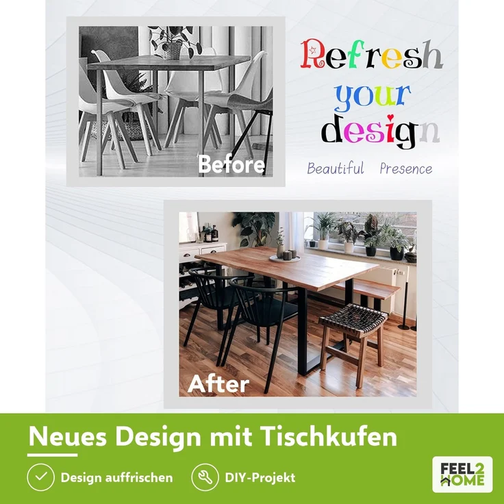 Tischuntergestell 90x72cm Möbelfüße Schwarz Tischbeine Industrie Bankkufen Stahl – Bild 10