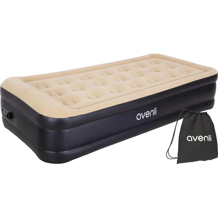 Avenli Luftbett selbstaufblasendes mit eingebauter Pumpe, beige / anthrazit, 196 x 97 x 47 cm