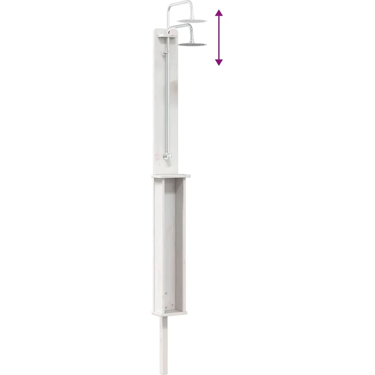vidaXL Gartendusche 246 cm Massivholz Kiefer und Edelstahl Weiß 886353 – Bild 9