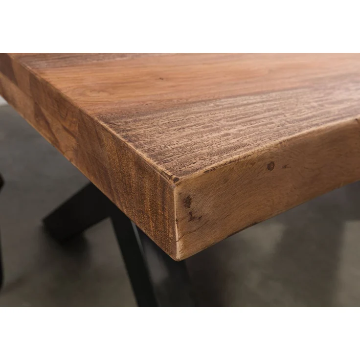 Baumtisch Sheesham 240x100x77 grau gebeizt / X-Beine anthrazit glänzend FREEFORM 5 – Bild 7