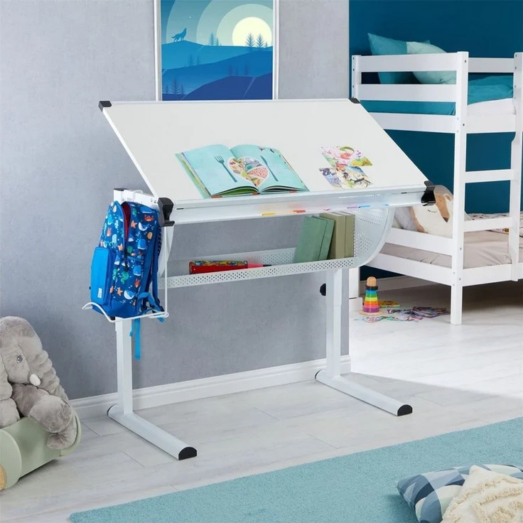 CARO-Möbel Kinderschreibtisch SARI, Kinderschreibtisch höhenverstellbar Schreibtisch neigbar Tisch mit Abl – Bild 3