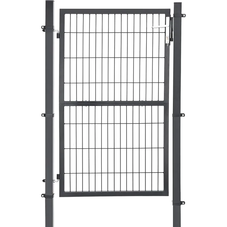 Gartentor aus verzinktem Eisen, Gartentür, Zauntor, Hoftor, robust und langlebig, mit Qualitätsschloss, Türklinke und Schlüssel, 106x150 cm (L x H), Grau