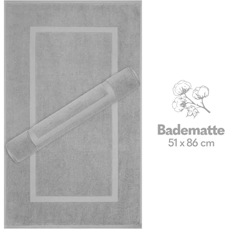 HAMMETEX Badematte Hotelmatte, Duschvorleger, 51 x 86 cm, Höhe 5 mm, beidseitig nutzbar, Baumwolle, rechteckig, 2-teiliges Set, einfarbig, 900 g/m², 100% Baumwolle – Bild 4