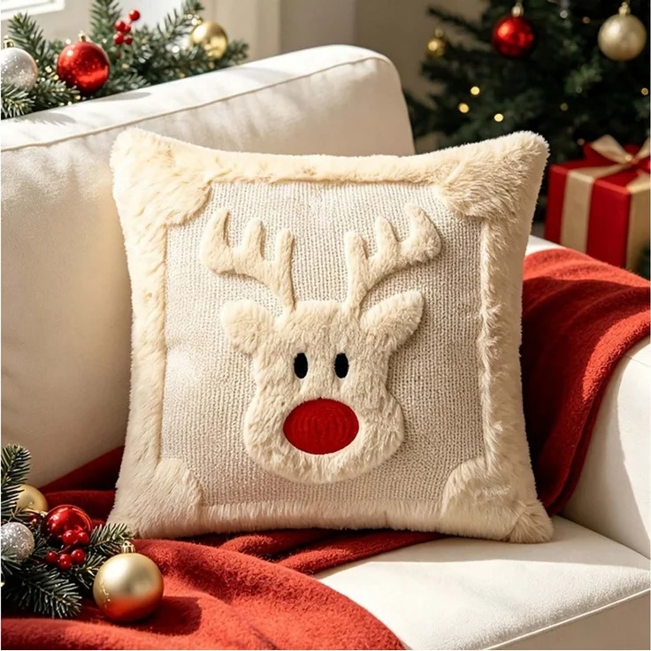 Bomiclss Kissenbezug 2er-Set Weihnachtsdeko Kissenbezug 45x45 cm, (2 Stück) – Bild 4