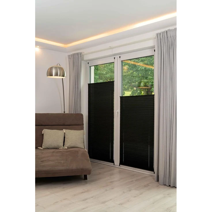 K-HOME Plissee Klemmfix Pisa, Lichtschutz, ohne Bohren, verspannt, Klemmfix, Crushed-Optik – Bild 1