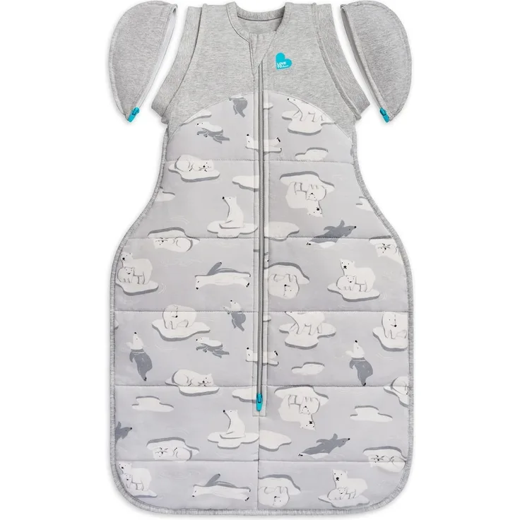 Love To Dream Übergang Pucksack, Baby Schlafsack, Large (8,5-11kg), ideal für kalte Raum Temperaturen (< 16°C), Arme hoch, einfaches Windelwechseln, abzippbare Flügel, Grau, Von Hebammen empfohlen