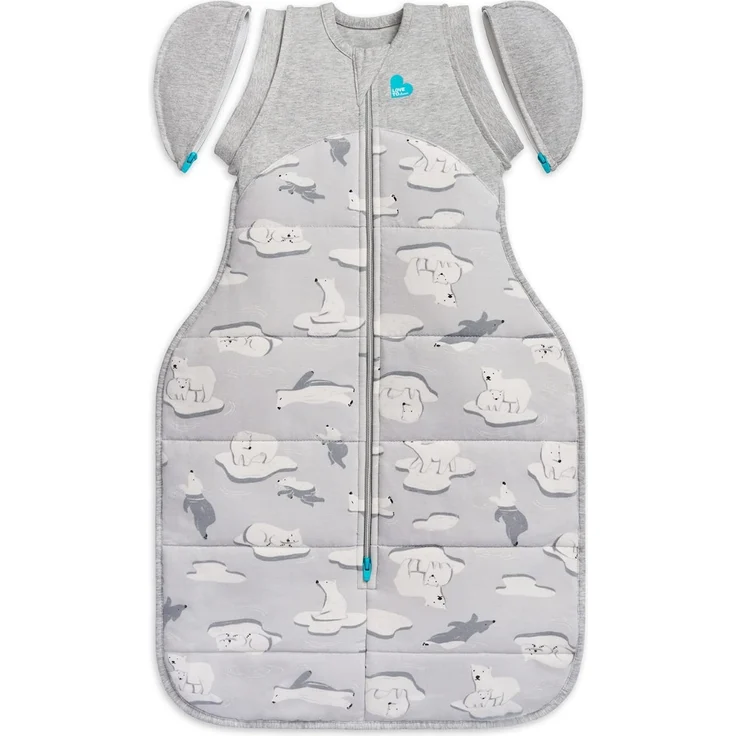 Love To Dream Übergang Pucksack, Baby Schlafsack, Large (8,5-11kg), ideal für kalte Raum Temperaturen (< 16°C), Arme hoch, einfaches Windelwechseln, abzippbare Flügel, Grau, Von Hebammen empfohlen