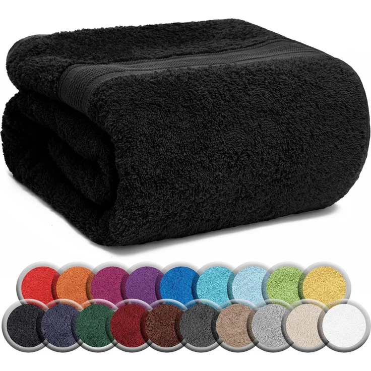 NatureMark SAUNATUCH/Badetuch – Premium Qualität 80x200 cm – Sauna-Handtuch 100% Baumwolle – Farbe: Schwarz