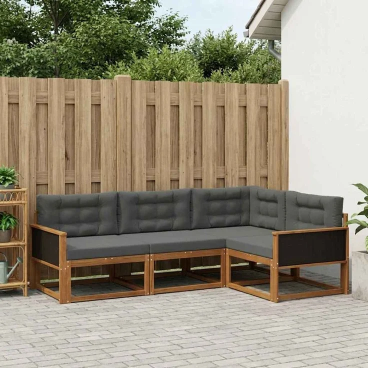 vidaXL Outdoor-Sofagarnitur 4 stk. 4-Sitzer Natur und Anthrazit 3382515 – Bild 1