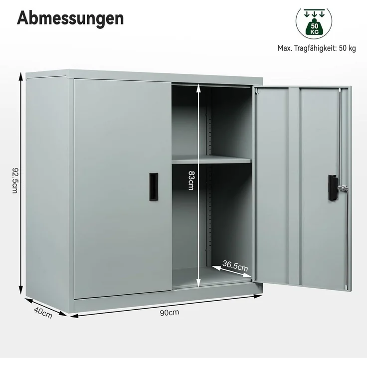 Woltu Aktenschrank (1-St) abschließbar, Ordnerschrank mit Schloss, Büroschrank Metall – Bild 3