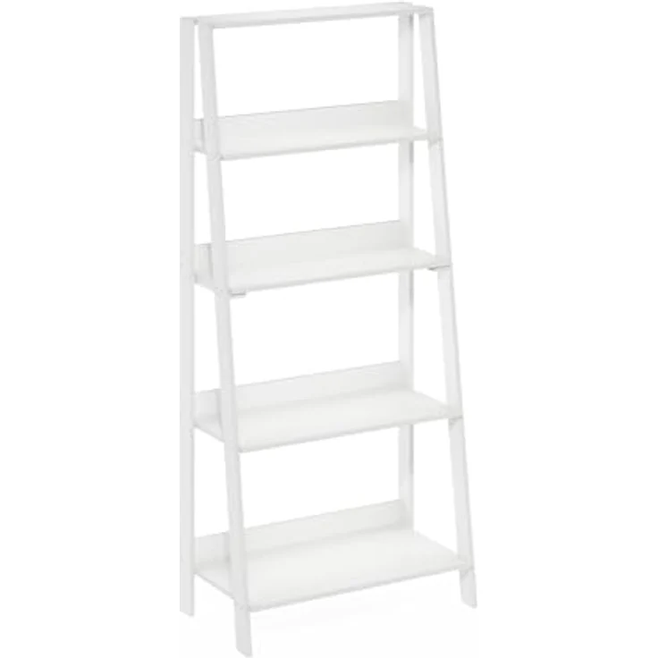 Furinno Ladder Bücherregal, 5-stufiges Leiterregal, Bücherregal, Ausstellungs-Aufbewahrungsregale, 13 x 23.6 x 53.5, für Wohnzimmer, Homeoffice, Reinweiß – Bild 6