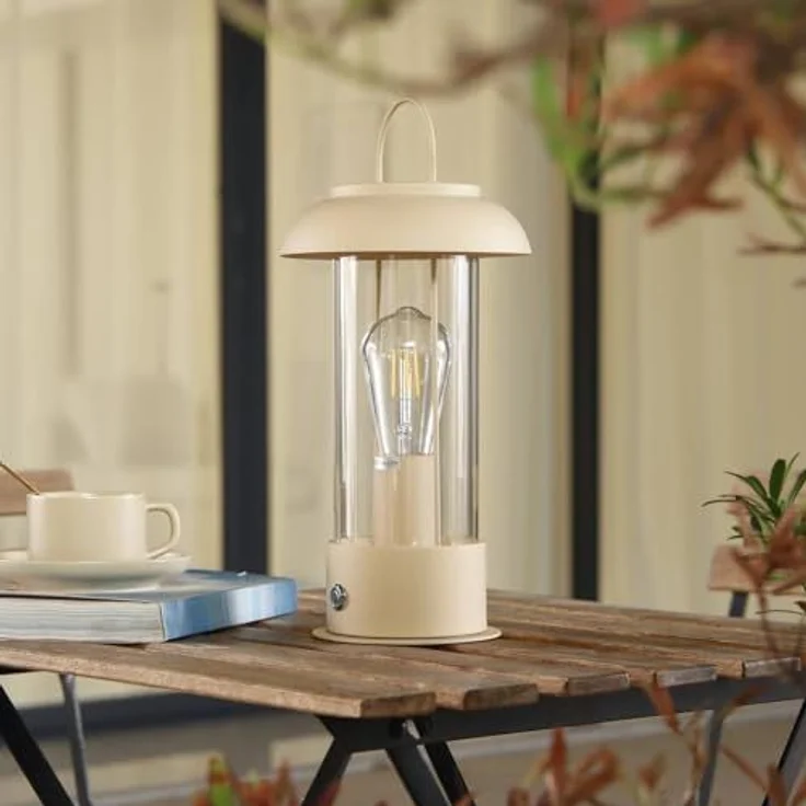 Lindby Außen-Tischleuchte Yvette, LED, Metall, Creme warmweiß IP44, 1 x 2 W LED, warmweiß – Bild 3