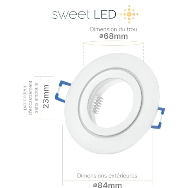 Sweet LED Deckenspot 4er Set IP44 Einbaustrahler GU10 Aluminium für Bad & Küche weiß matt, ohne Leuchtmittel, Einbauspots, Einbaurahmen, Deckenlampe – Bild 5