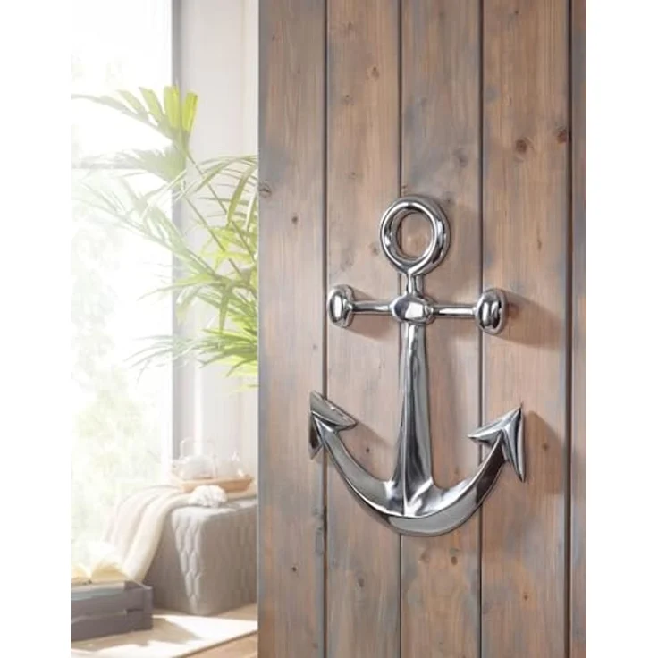 FINEBUY Wanddekoobjekt FB44625 Anker Wanddeko Aluminium Silber 62x40cm Maritim Dekoanker (Anker Aluminium Silber Glänzend 62,5 cm, Skulptur), Wanddekoration Maritim, Wandskulptur Modern Klein – Bild 3