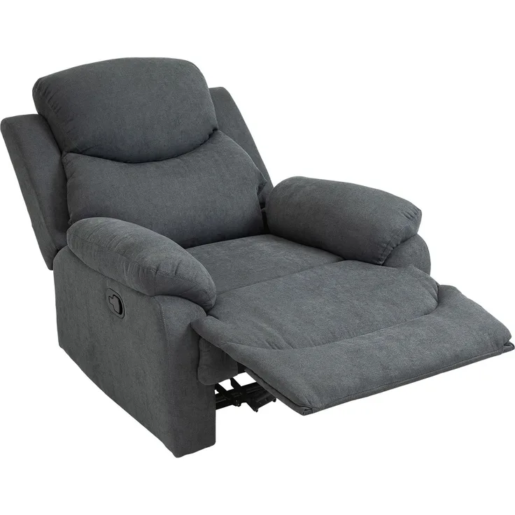 Wohnora-Relaxsessel Lesesessel Liegefunktion, 150° neigbar, Leinenoptik, Dunkelgrau,H 1020cm x T 930cm x B 880cm