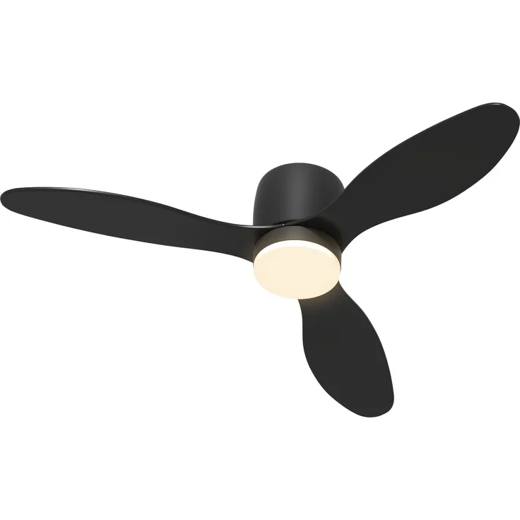 JARDJ Deckenventilator mit Lampe und Fernbedienung, 3 Lichtfarben, 6 Geschwindigkeiten, Einstellbare Helligkeit, Schwarz