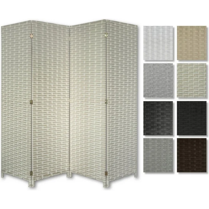 Hexim Raumteiler, Paravent 180x180 cm - Trennwand 4-teilig klappbar für Innenbereich - freistehend Blickfang und Dekoration multifunktional Raumtrenner (LR191-braun & weiß)