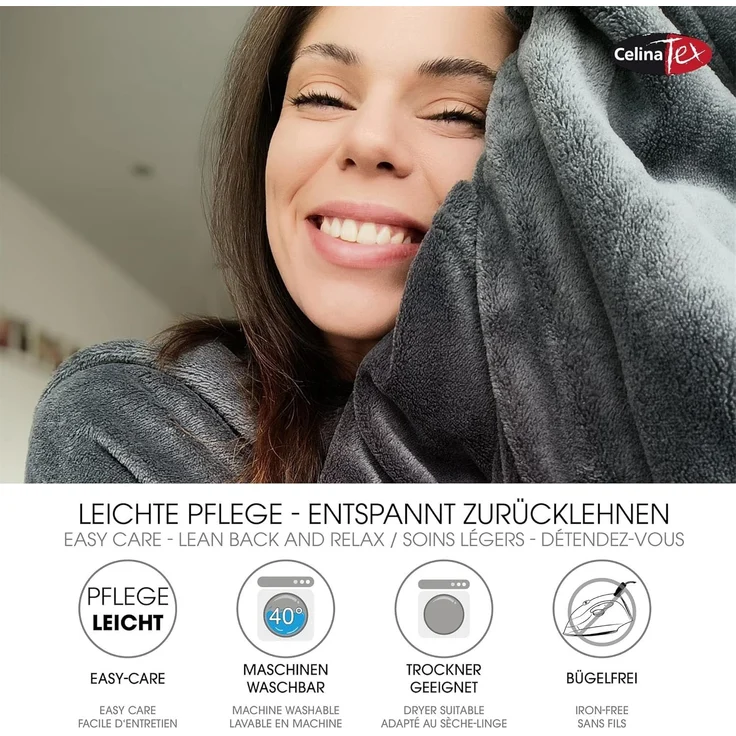 CelinaTex TV-Decke mit Ärmeln und Fußtasche Flauschige Kuscheldecke 150x180 cm dunkel braun Mikrofaser Fleece Soft Oeko-TEX – Bild 3