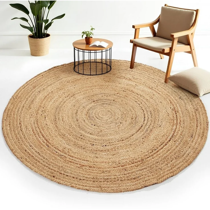 carpetfine Teppich Nele Juteteppich Naturfaser, rund, Höhe: 6 mm, geflochtener Wendeteppich aus 100% Jute, quadratisch und als Läufer – Bild 2