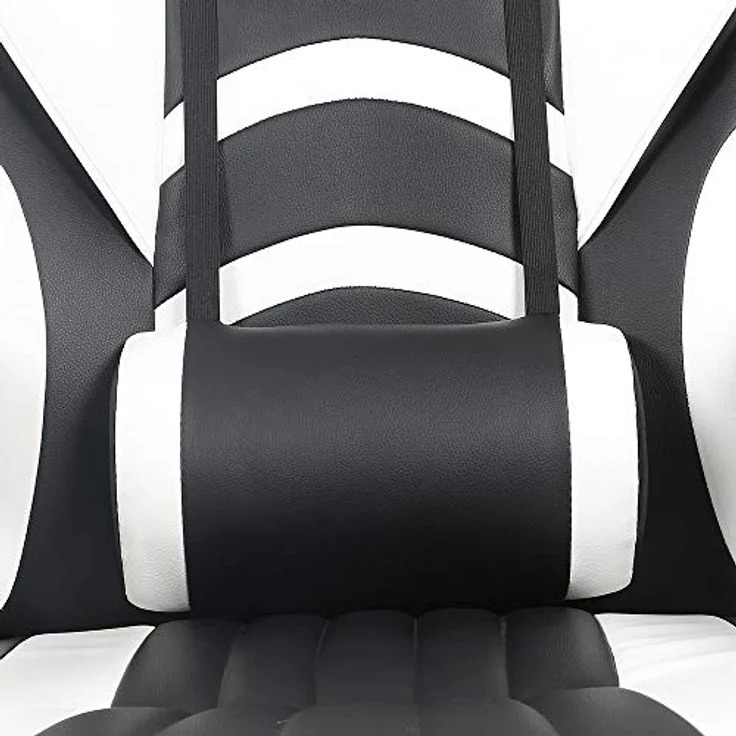Gamingstuhl Weiß/Schwarz Chefsessel Drehstuhl Bürositz Schreibtisch Fußstütze – Bild 7