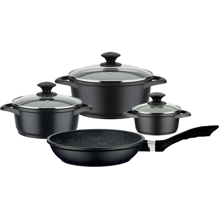 GSW Topf-Set Gourmet Granit, Aluminiumguss (Set, 7-tlg, je 1 Kochtopf Ø 16/20/24 cm, 1x Bratpfanne Ø 24 cm), Induktion – Bild 3