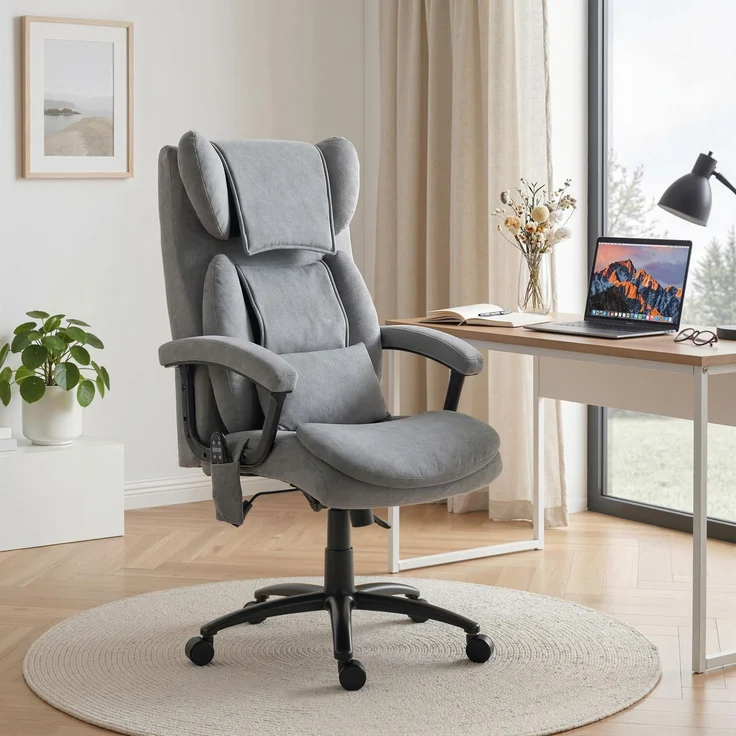 MELAYR, Ergonomischer Massage-Bürostuhl mit 4 Knetpunkten, 76 x 70.5 x 122 cm, Grau – Bild 4