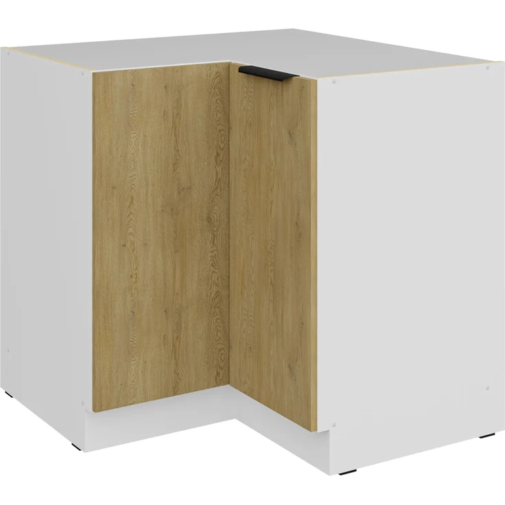Küchen Eckunterschrank 90x90 cm CREMONA Eiche hell + Weiß matt Küche Küchenzeile Küchenblock Einbauküche – Bild 5