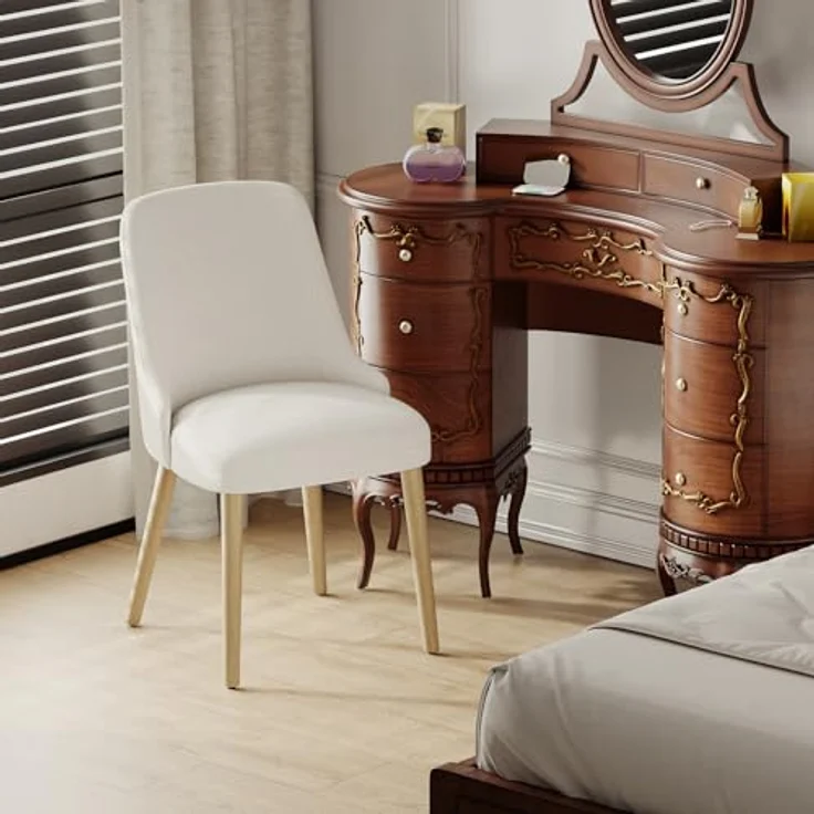 COLAMY Esszimmerstühle 6er Set, Gepolsterter Stuhl mit Holzbeinen, Hohe Rückenlehne für Esszimmer/Restaurant/Café, Beige – Bild 8