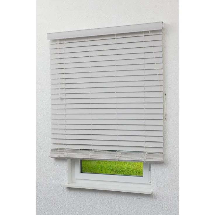 Qualitätsjalousie Holzoptik 50mm in Reinweiß in den Maßen (B x H) 75cm * 240cm