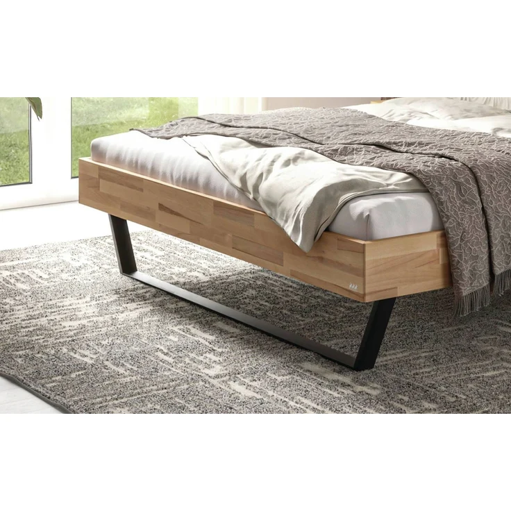 Hasena Massivholzbett Romeo Kernbuche mit Metallkufen 140x210 cm, Komforthöhe 25 cm – Trento – Bild 4