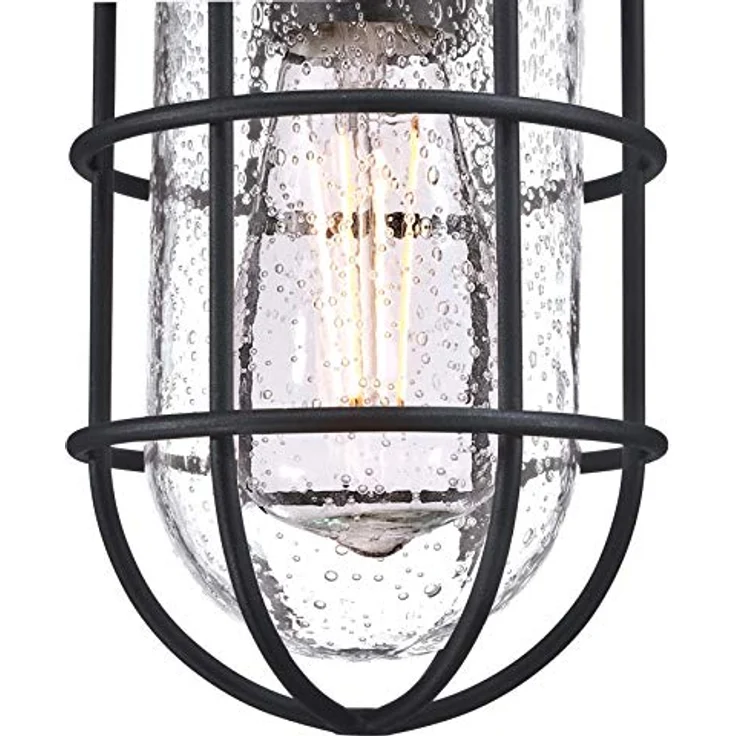 Westinghouse Crestview, Einflammige Pendelleuchte für Außenbereiche, strukturiertes Schwarz mit klarem Antikglas, max. 60 Watt, E27-Sockel, IP44 – Bild 3