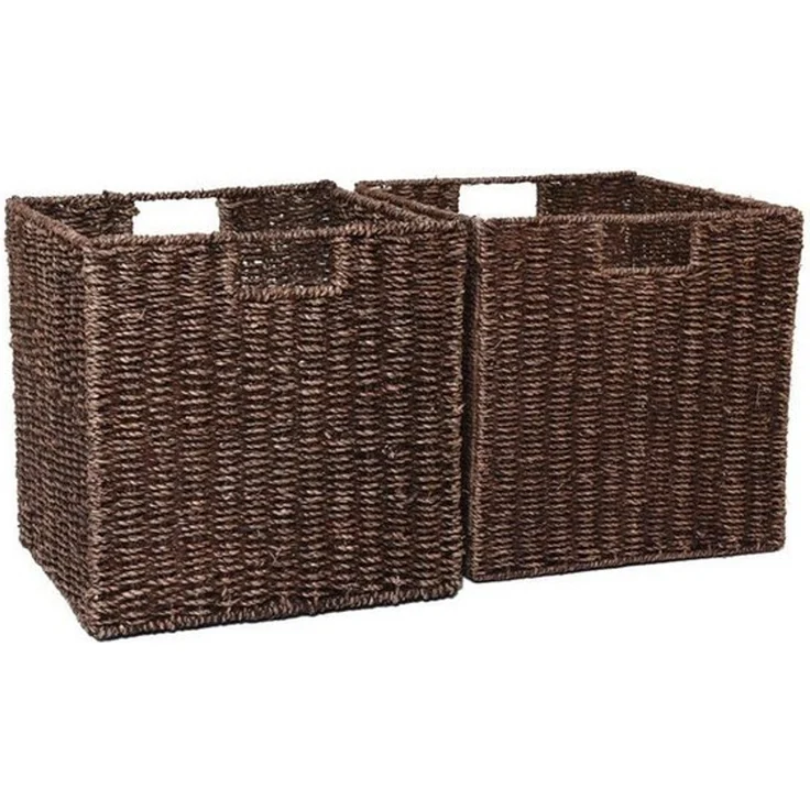 VIVANNO Regalkorb Seegras SEEGRA Rechteckig - Braun Geflochten (Set, 2 St), 33 x 33 x 33 cm – Bild 1